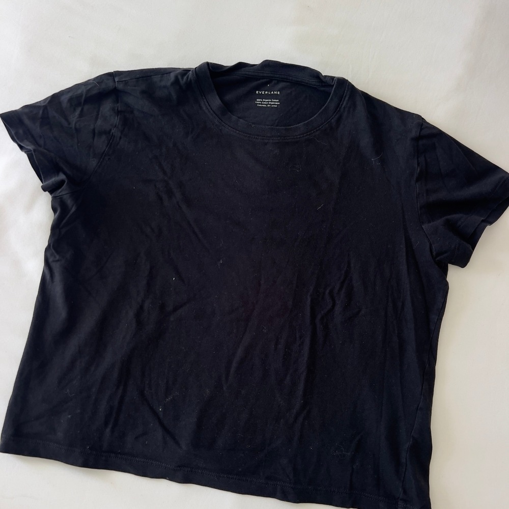 Everlane‎ Black Organic Cotton Box-Cut Tee Short Sleeve Crew Neck Shirt Small